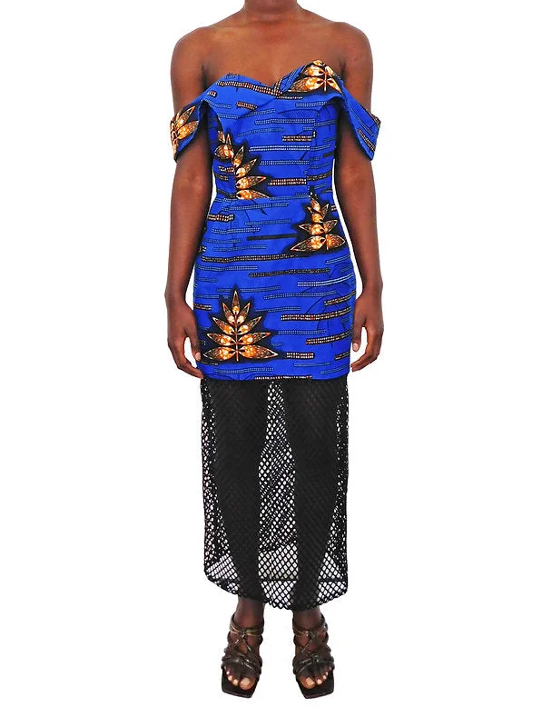 ERZUMAH Denim Off Shoulder Corseted Dress Tunics Versatile functional