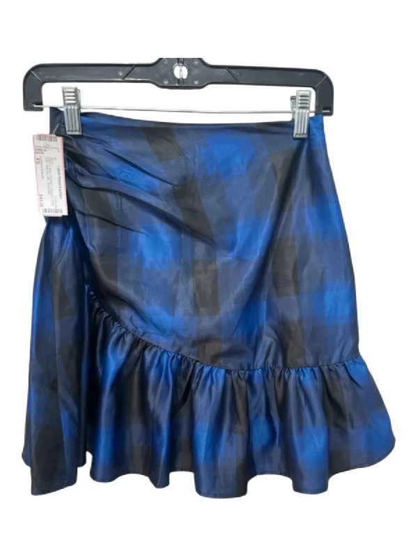 Lovers + Friends Size XS Black & Blue Polyester Gingham Ruffle Hem Mini Skirt linen skirt breathable Lovers + Friends Size XS Black & Blue Polyester Gingham Ruffle Hem Mini Skirt linen skirt breathable