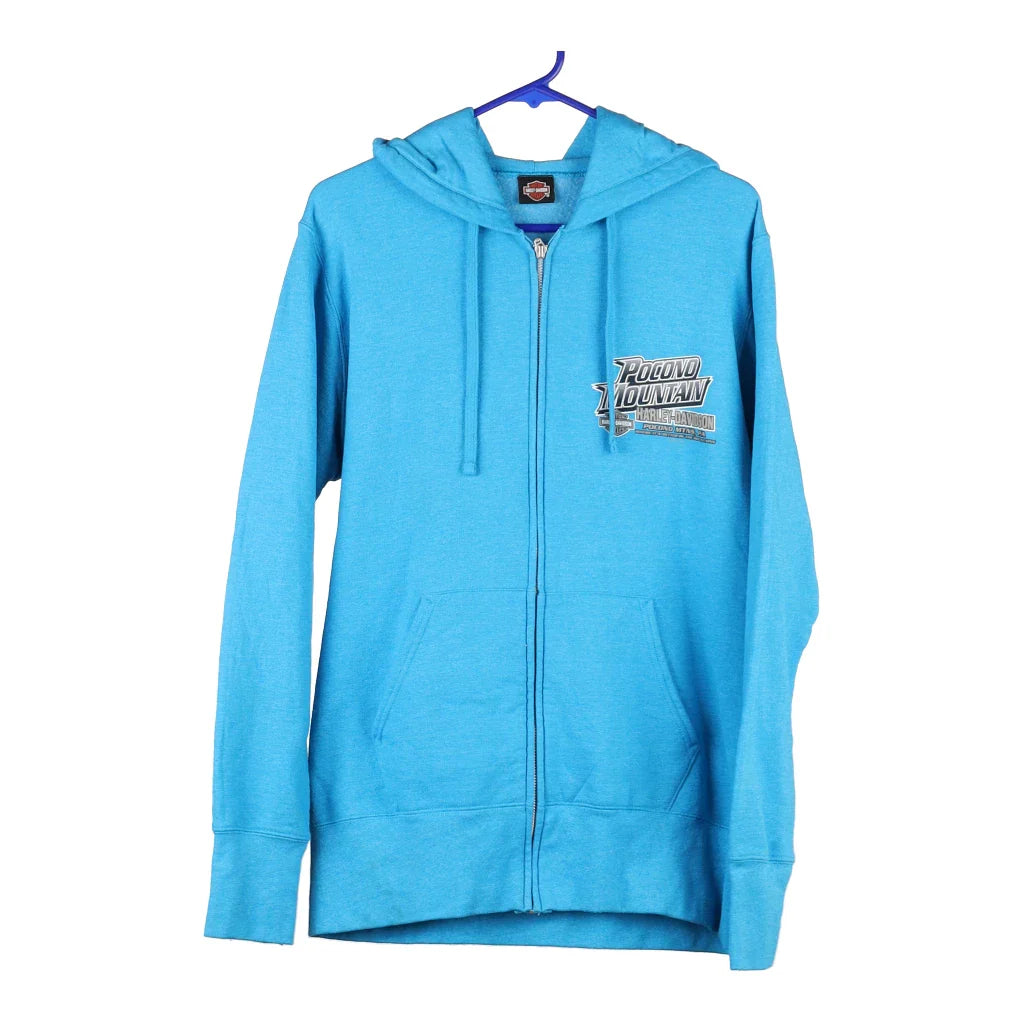 Pocono Mountain Pennsylvania Harley Davidson Hoodie - Medium Blue Cotton Blend Hoodie with Double Zipper Versatile Adjustable Pocono Mountain Pennsylvania Harley Davidson Hoodie - Medium Blue Cotton Blend Hoodie with Double Zipper Versatile Adjustable