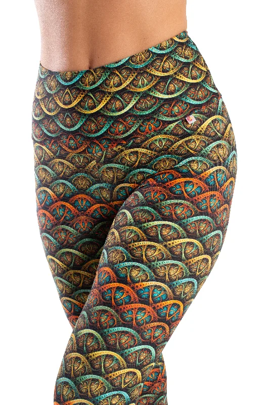 Mid Rise Leggings, Sacred Geometry, Cool Form Light Fashionable Printed Leggings