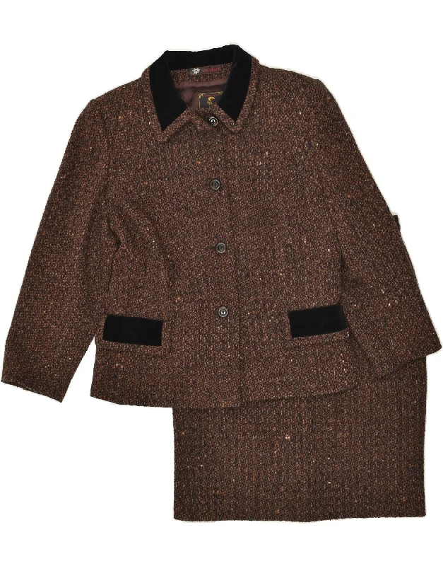STEINBOCK Womens 4 Button 2 Piece Skirt Set IT 46 Large W32 Brown flowy skirt hem