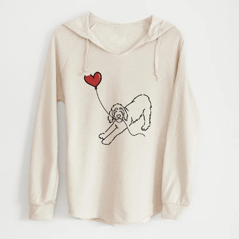 Spinone Italiano Heart String - Cali Wave Hooded Sweatshirt Hoodie with Hem Drawcord Adjustable Customizable