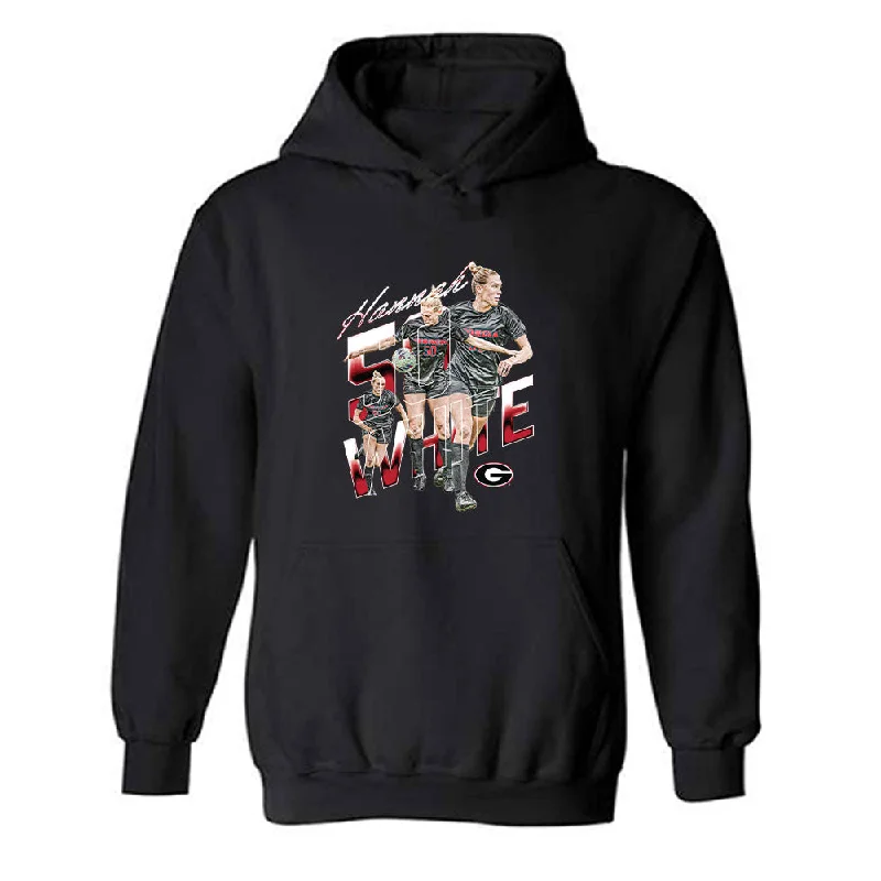 Georgia - NCAA Women's Soccer : Hannah White - Player Collage Hooded Sweatshirt Hoodie with High-Low Hem Asymmetrical Trendy Georgia - NCAA Women's Soccer : Hannah White - Player Collage Hooded Sweatshirt Hoodie with High-Low Hem Asymmetrical Trendy