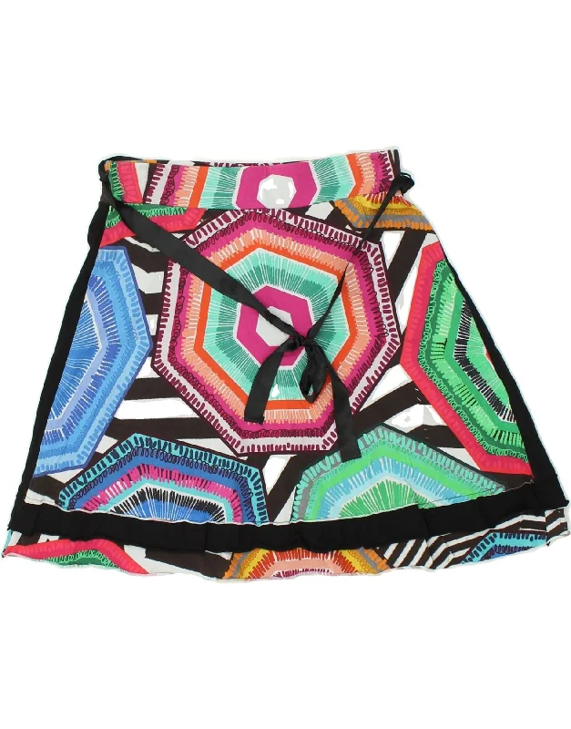 DESIGUAL Womens A-Line Skirt UK 14 Large W32  Multicoloured Cotton leather skirt bold