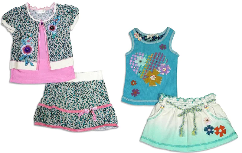 Baby Sara Infant Baby Girls Short Sleeve and Sleeveless Skirt Sets ribbed skirt waist