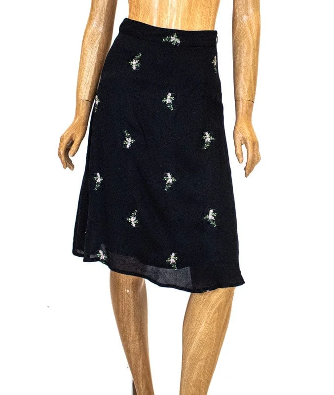 Floral Knee Length Skirt cashmere skirt plush