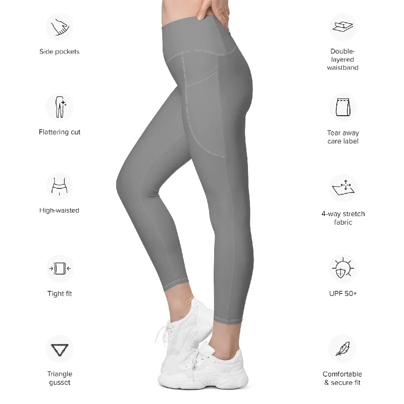 Life League Gear - Women's Leggings with Pockets - SOLID SHARK GREY Cozy Fashion Leggings Life League Gear - Women's Leggings with Pockets - SOLID SHARK GREY Cozy Fashion Leggings