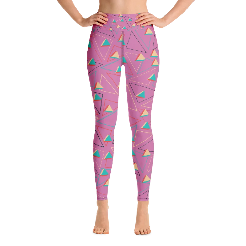 Triangular Candied Light Pink Yoga Leggings - With Pockets Elegant Satin Finish Leggings Triangular Candied Light Pink Yoga Leggings - With Pockets Elegant Satin Finish Leggings