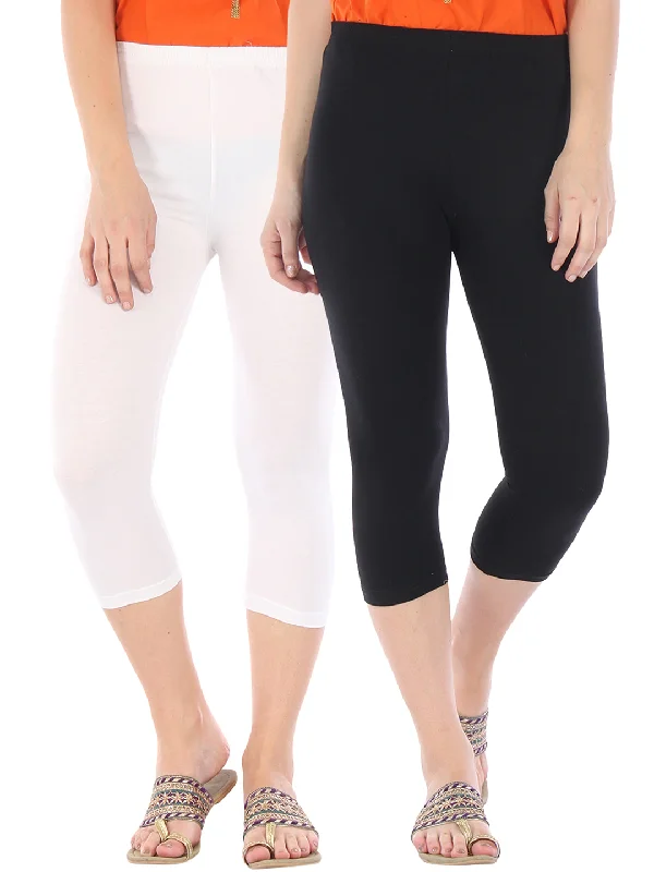 Pack of 2 3/4th Leggings Cozy Yoga Compression Leggings