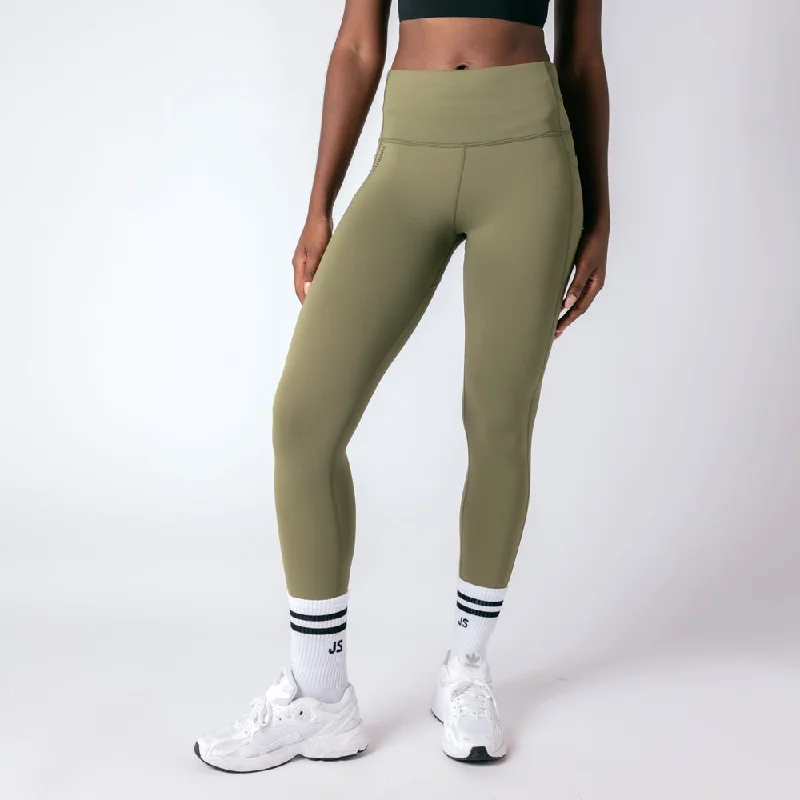 Second Skin High Rise Leggings - Military Green Trendy Sports Performance Leggings