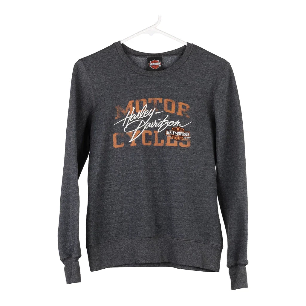 Peshtigo Wisconsin Harley Davidson Sweatshirt - Small Grey Cotton Blend Hoodie with Mock Neck Collared Structured Peshtigo Wisconsin Harley Davidson Sweatshirt - Small Grey Cotton Blend Hoodie with Mock Neck Collared Structured