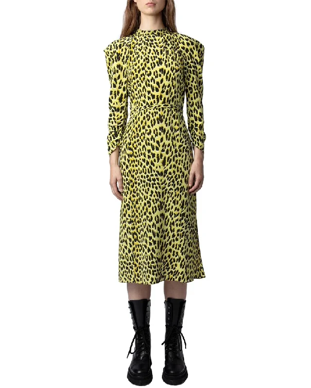 Zadig & Voltaire Racyl Leo Silk Dress Off-the-shoulder Chic Trendy