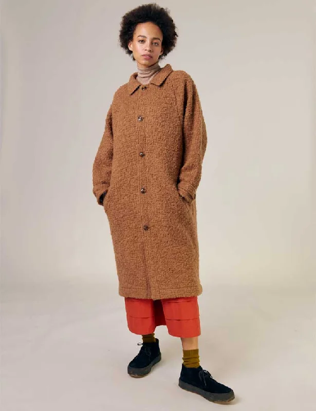 Sideline Joan Coat Tobacco Asymmetrical Collar Hooded Zippered