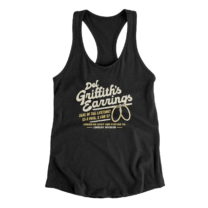 Del Griffith's Earrings Funny Thanksgiving Women's Racerback Tank bronze tank top