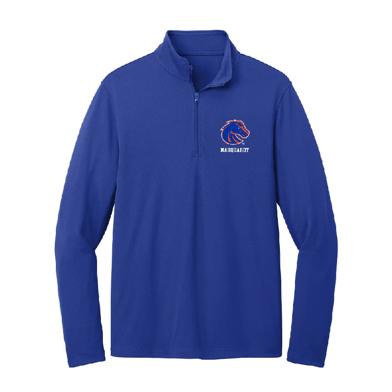 Boise State - NCAA Women's Track & Field : Macy Marquardt - Lightweight Quarter Zip Jacket Front Pockets Side Pockets Patch Pockets
