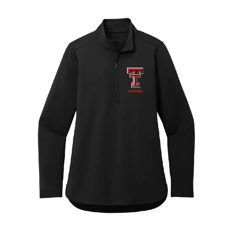 Texas Tech - NCAA Women's Track & Field : Savanna Camacho - Women's Premium Quarter Zip Jacket Appliqued Jacket Beaded Jacket Sequined Jacket Texas Tech - NCAA Women's Track & Field : Savanna Camacho - Women's Premium Quarter Zip Jacket Appliqued Jacket Beaded Jacket Sequined Jacket