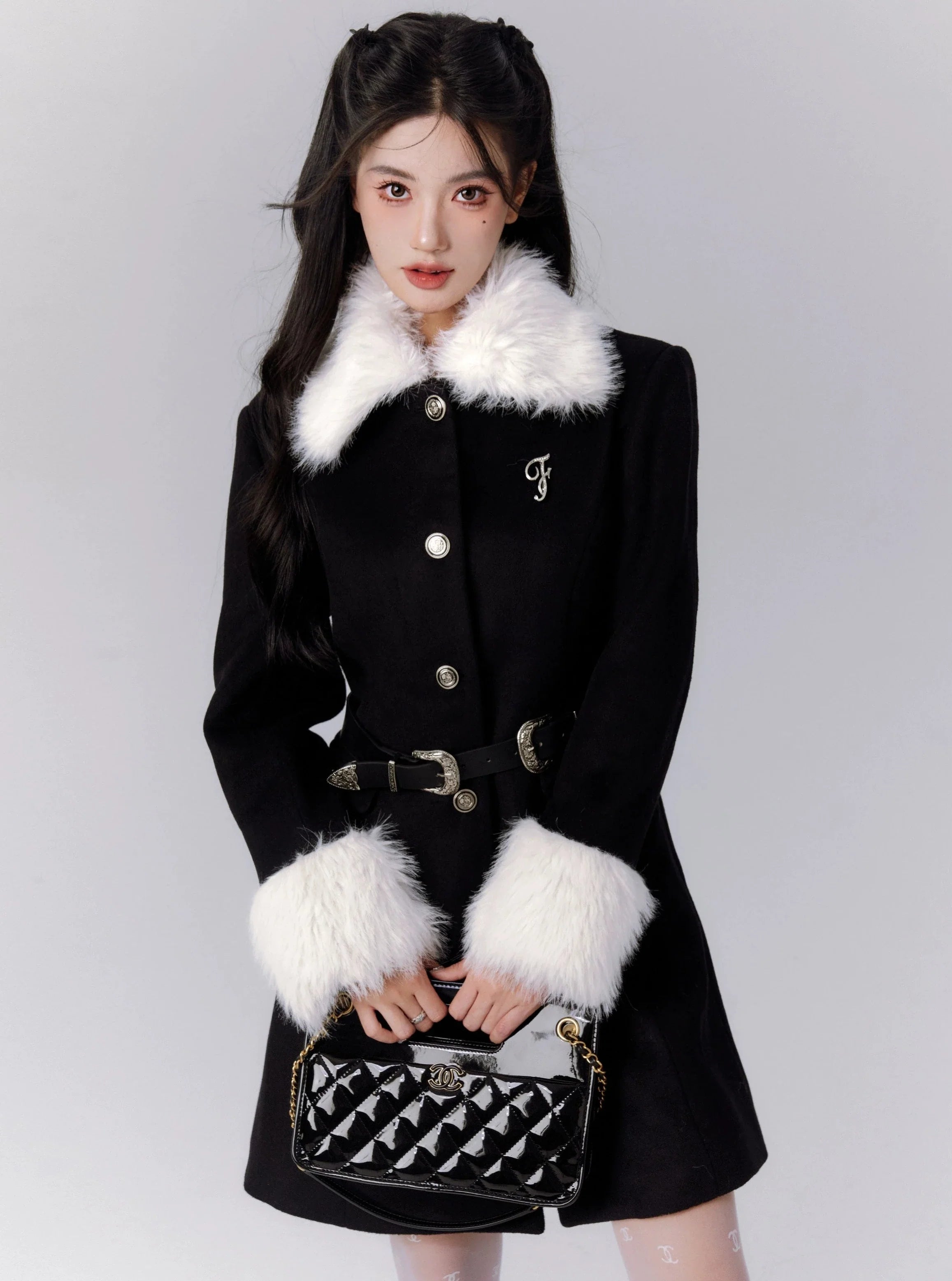 Snow Princess Fur Coat Hooded Caped Scarf
