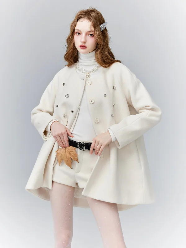 Crystal Winter Coat Hooded Caped Scarf