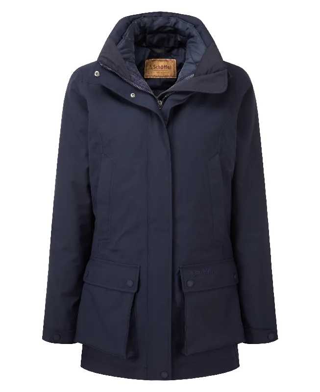 Uppingham 3 In 1 Coat - True Navy Print Jacquard Embroidered