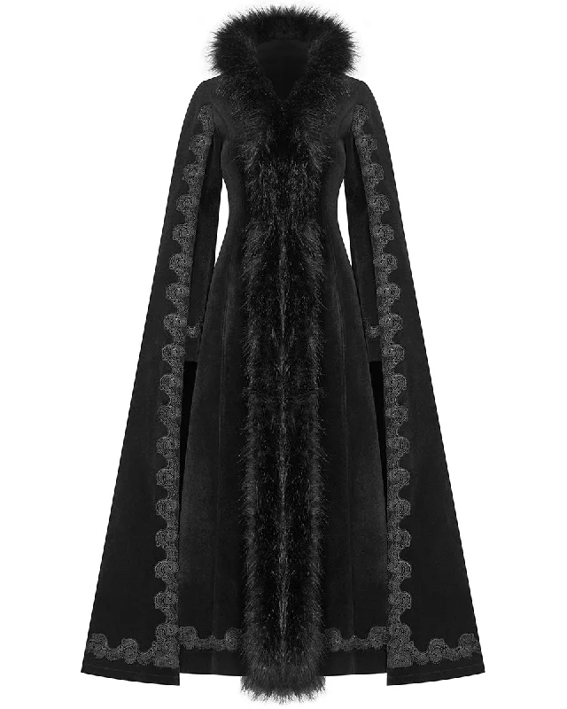 Punk Rave Semiramis Womens Gothic Coat Trim Padded Insulated