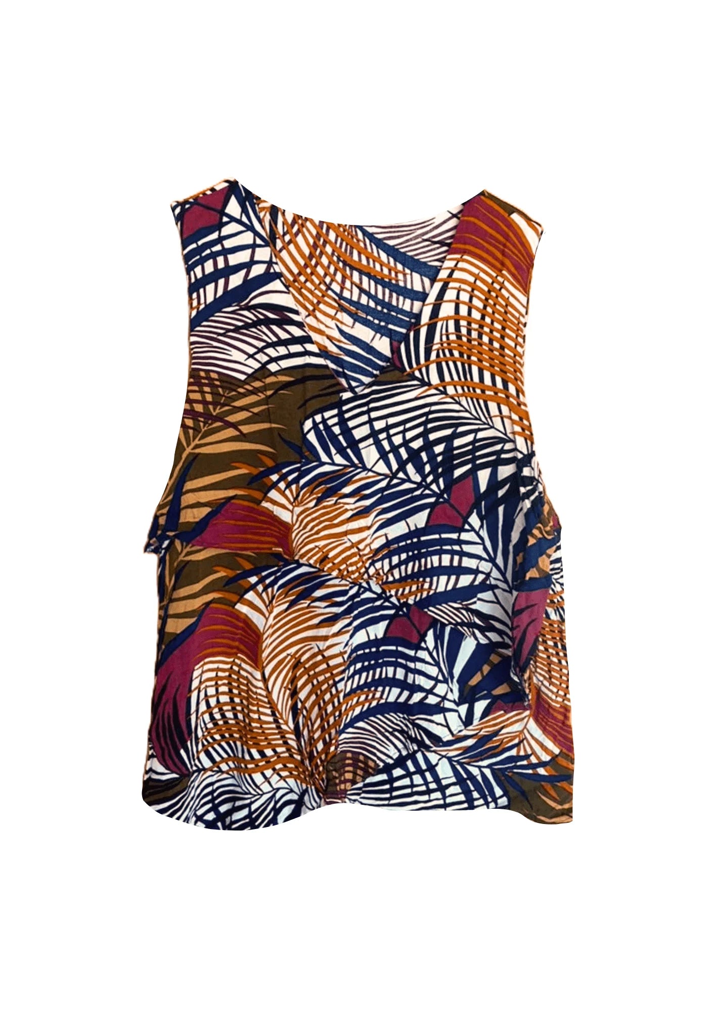 BROWN PRINTED RUFFLED TANK TOP strapless tank top