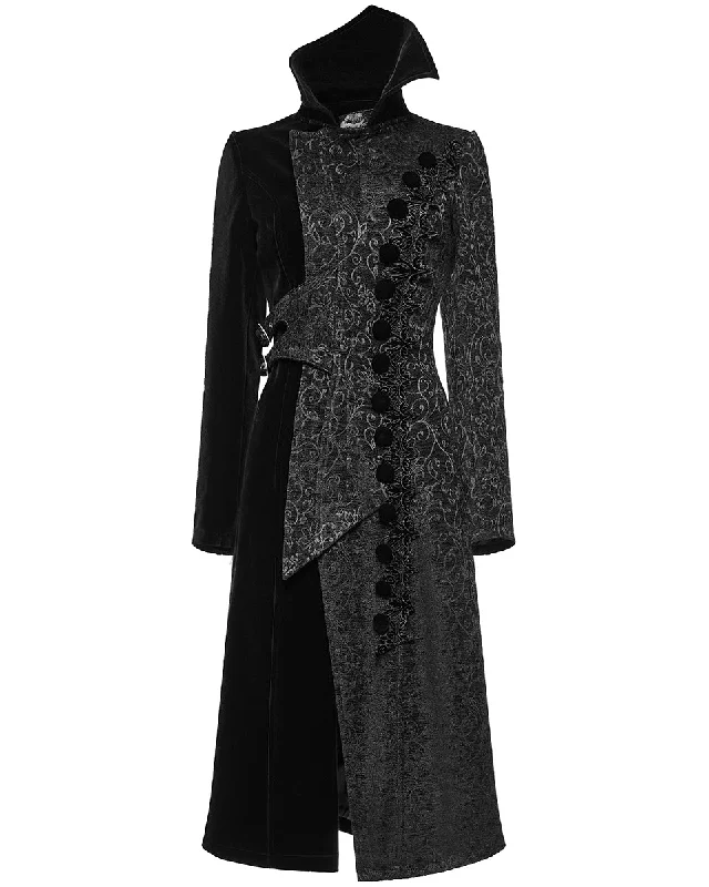 Punk Rave Womens Avant Gothic Asymmetric Velvet Coat Square Neck One-Shoulder Off-the-Shoulder Punk Rave Womens Avant Gothic Asymmetric Velvet Coat Square Neck One-Shoulder Off-the-Shoulder
