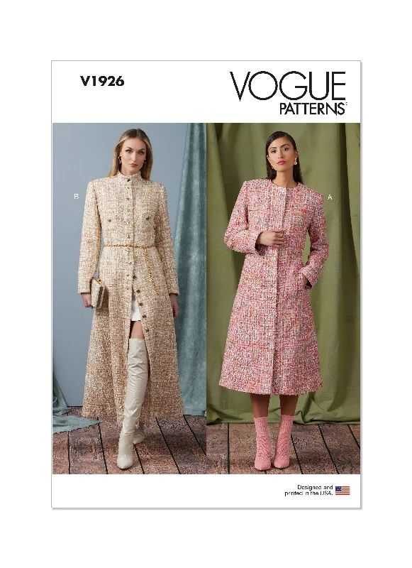 Vogue V1926 Misses' Coat In two Lengths Bomber Jacket Denim Jacket Leather Jacket