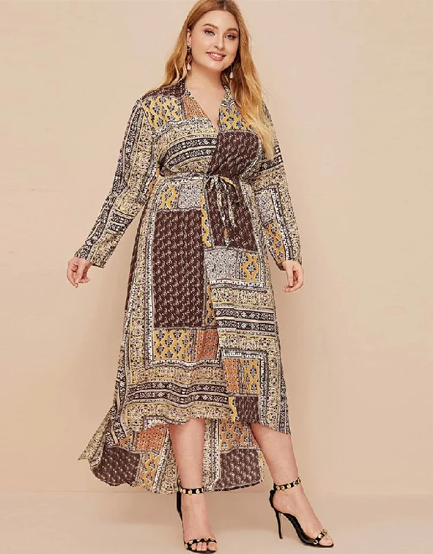 Parisian Beaded Retro Long Sleeve Loose Long Coat in Plus Size Cuffed Rolled Raglan