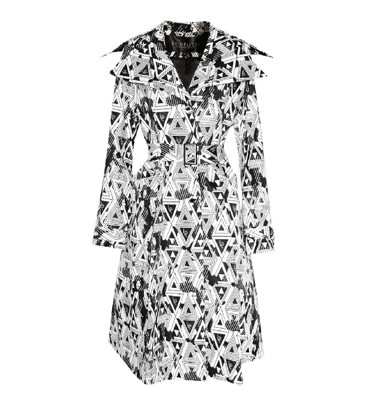 Amour Geometric Long Trench Coat Trench Raincoat Windbreaker