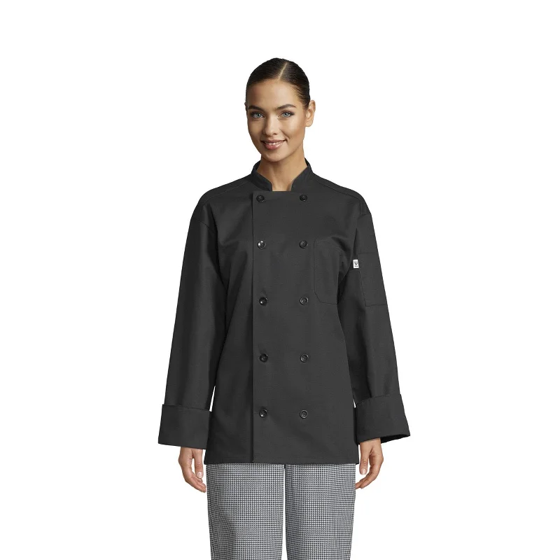 Chef Coat Long Sleeve - Black Suede Faux Fur Shearling
