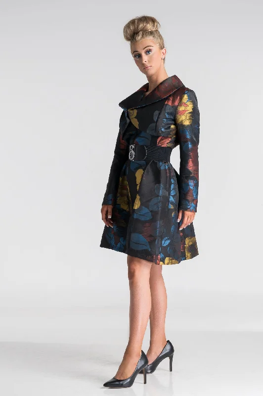 Samuel Dong Runway Floral Brocade Coat Dress Kimono Robe Cloak