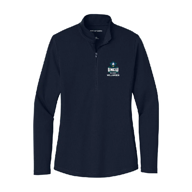 UNC Wilmington - NCAA Women's Track & Field : Makaila Williamson - Women's Lightweight Quarter Zip Jacket Faux Fur Jacket Real Fur Jacket Shearling Jacket