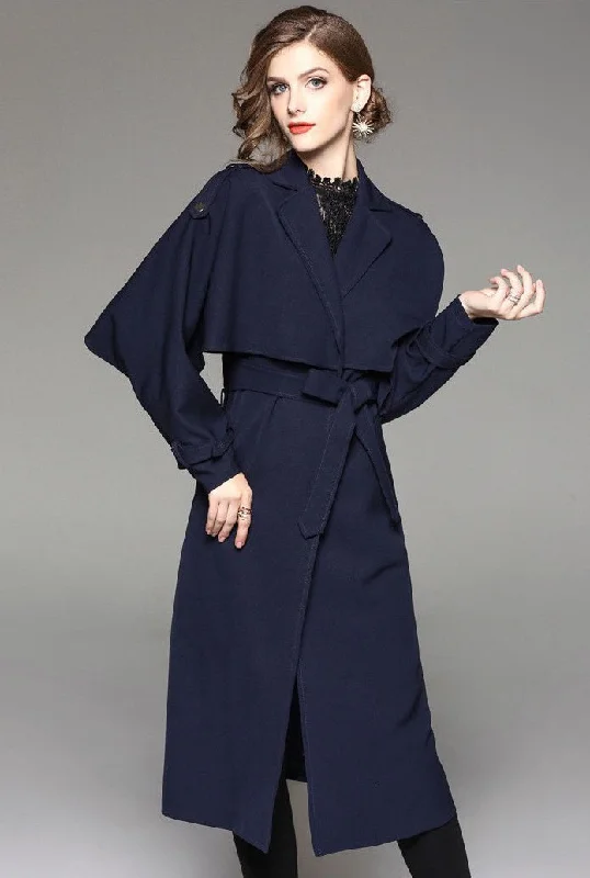 New England Trench Coat Square Neck One-Shoulder Off-the-Shoulder