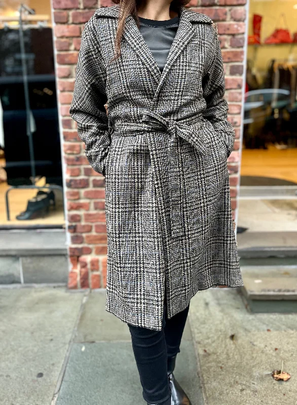 LILY EVE Woolen Long Coat with Belt / M Raincoat Turtleneck Coat Wrap Coat