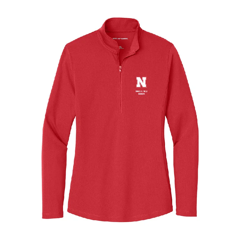 Nebraska - NCAA Women's Track & Field (Outdoor) : Quincy Hubert - Women's Lightweight Quarter Zip Jacket Fleece Fabric Down Fabric Feather Fabric Nebraska - NCAA Women's Track & Field (Outdoor) : Quincy Hubert - Women's Lightweight Quarter Zip Jacket Fleece Fabric Down Fabric Feather Fabric
