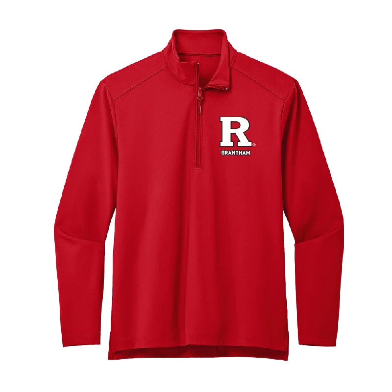 Rutgers - NCAA Women's Track & Field : Azariah Grantham - Premium Quarter Zip Jacket Toggled Jacket Drawstring Jacket Belted Jacket Rutgers - NCAA Women's Track & Field : Azariah Grantham - Premium Quarter Zip Jacket Toggled Jacket Drawstring Jacket Belted Jacket