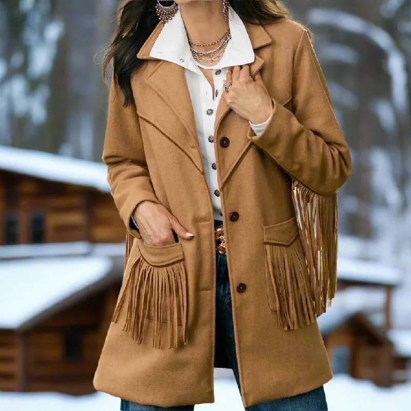 Women's Hattie Wool Coat Pleated Ruffled tiered