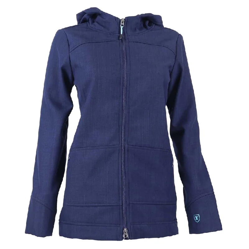 48-Hour Zusa Women's Navy Cross-Hatch Wanderlust Traveler Jacket A-Line Jacket Boat Neck Shawl Collar