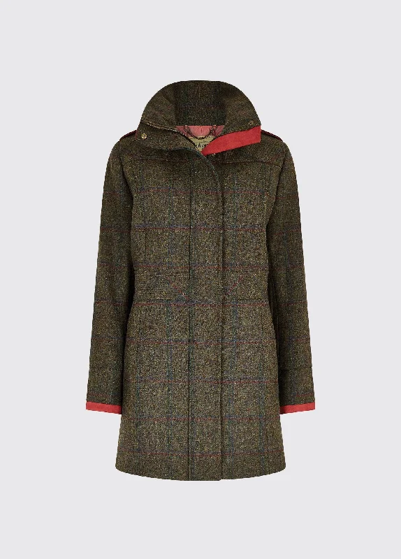 Hedgerow Tweed Coat - Hemlock Square Neck One-Shoulder Off-the-Shoulder