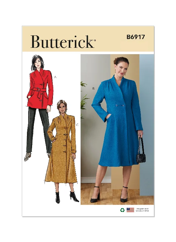 Butterick B6917 Misses' Coat Bodycon Sheath Shift