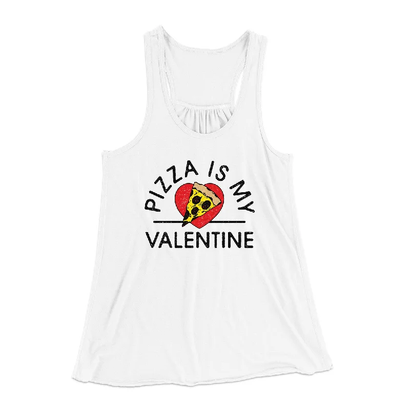 Pizza Is My Valentine Women's Flowey Racerback Tank Top striped tank top
