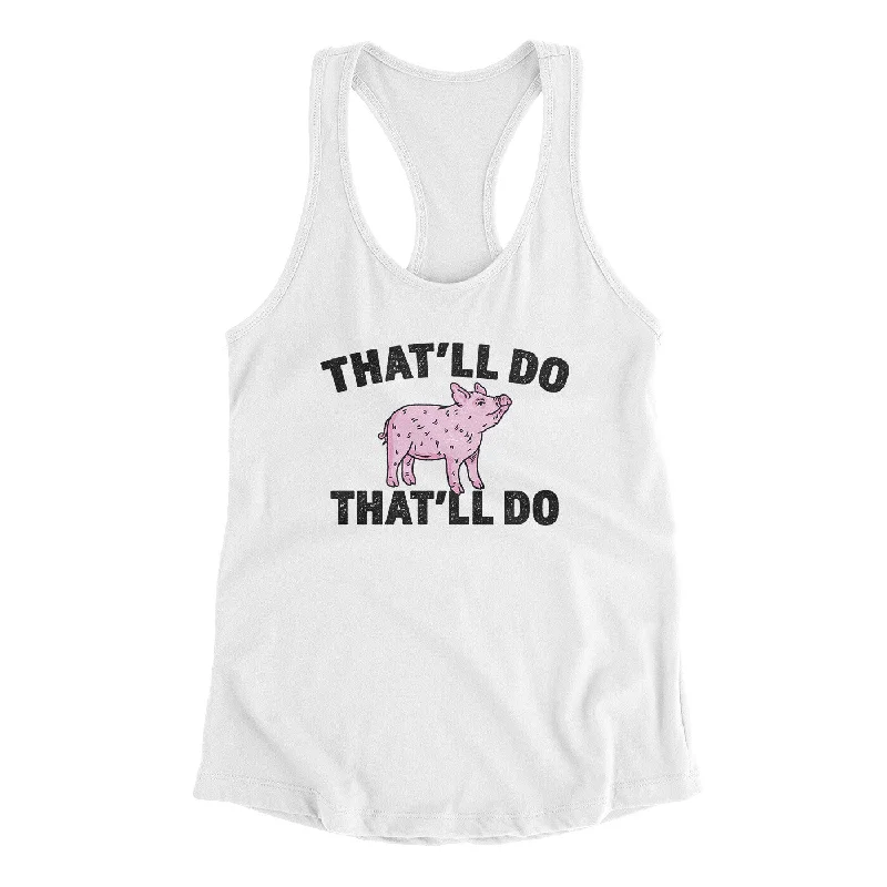 That’ll Do Pig That’ll Do Women's Racerback Tank lime green tank