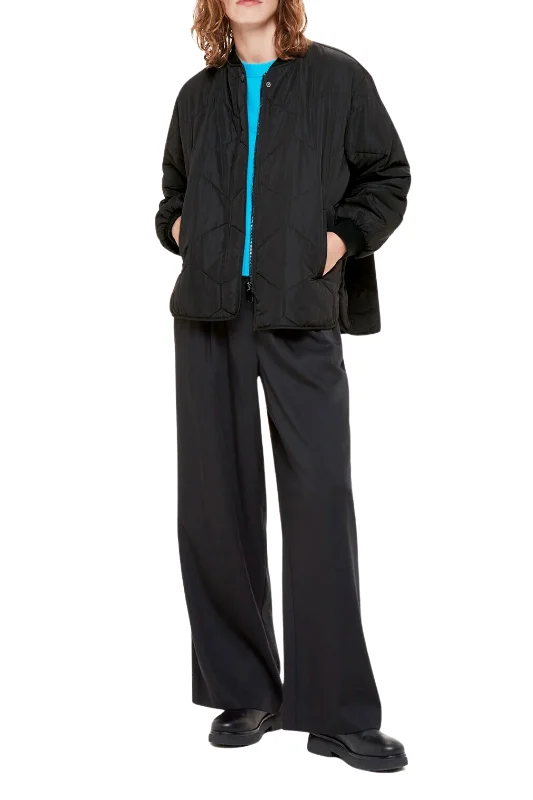 Ida Short Quilted Coat Boat Neck Jacket Square Neck Jacket One-Shoulder Jacket