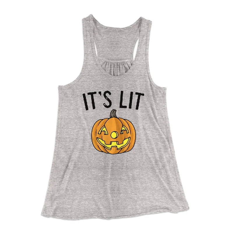 It's Lit Jack-O-Lantern Women's Flowey Tank Top spandex blend tank
