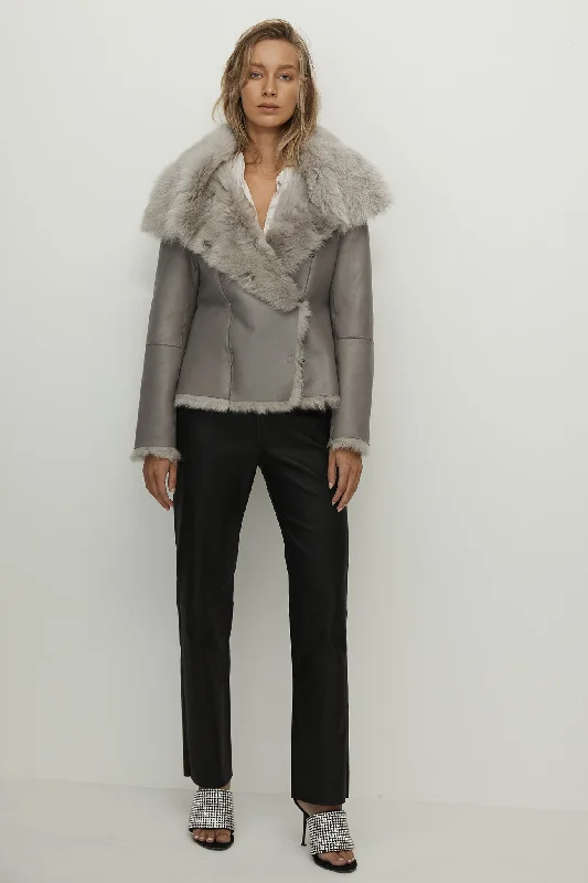 Sutton Place Shearling Coat Moonlight Grey Shearling A-Line Ball Gown Mermaid