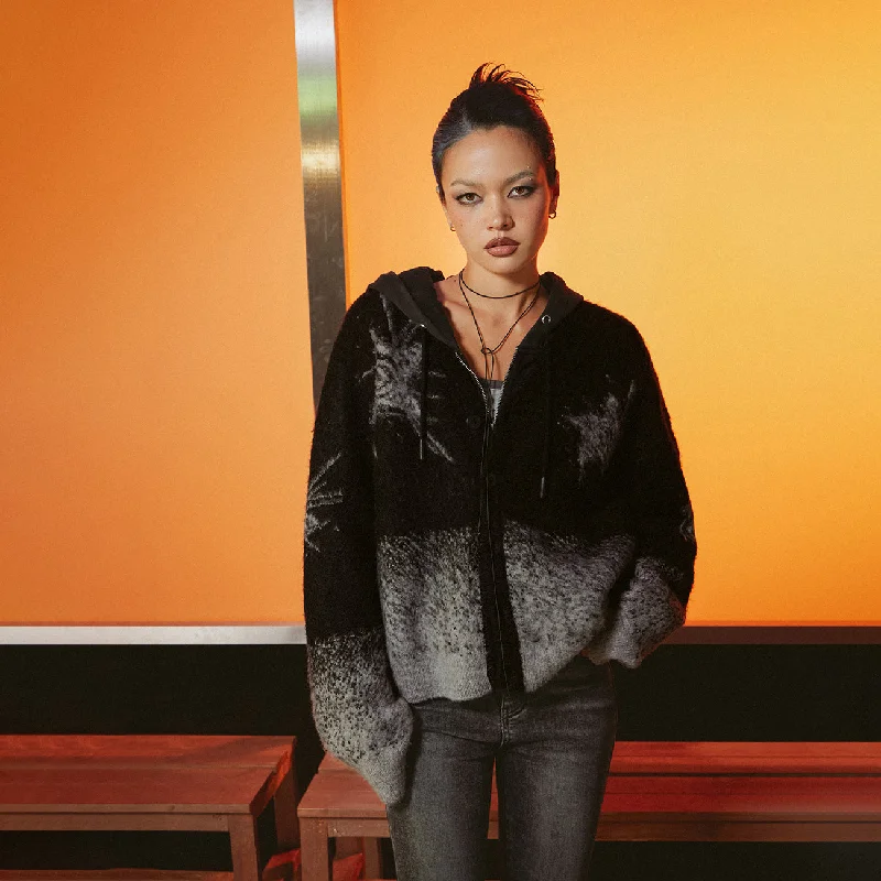 V-Neck Jacquard Cardigan Zippered Buttoned Snapped