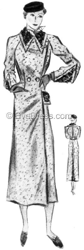 1935 Coat, C30-7141 Striped Polka Dot Floral