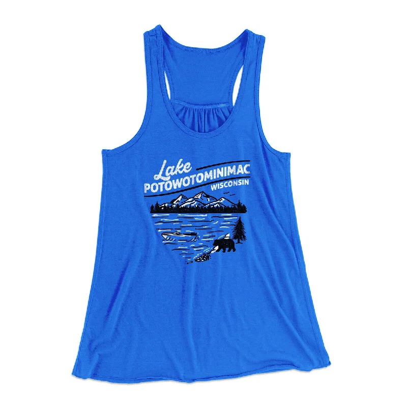 Lake Potowotominimac Women's Flowey Racerback Tank Top charcoal tank top