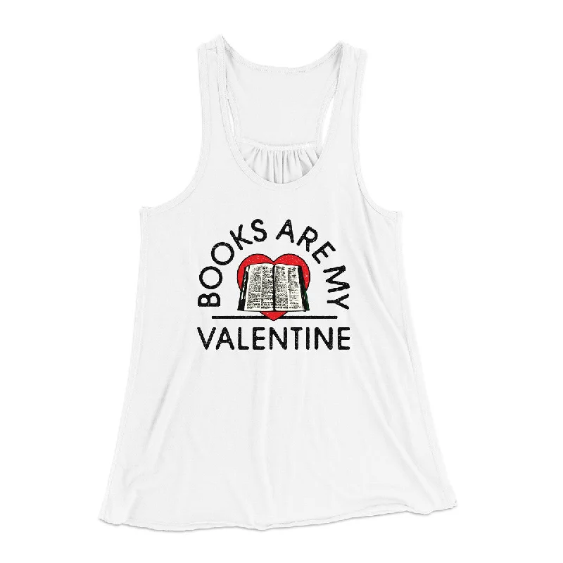 Books Are My Valentine Women's Flowey Racerback Tank Top solid color tank