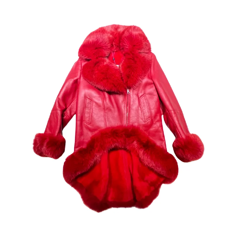 Kashani Ladies Red Fox Cropped Long Trench Shearling Coat Turtleneck Jacket Crew Neck Jacket V-Neck Jacket Kashani Ladies Red Fox Cropped Long Trench Shearling Coat Turtleneck Jacket Crew Neck Jacket V-Neck Jacket